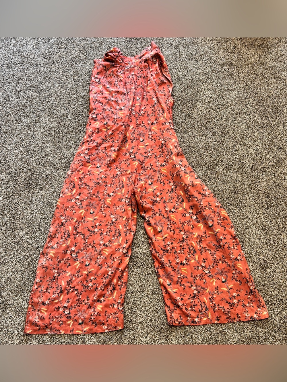 Out of the Ordinary Coral Floral Wide Leg Bohemian Romper women’s s/m